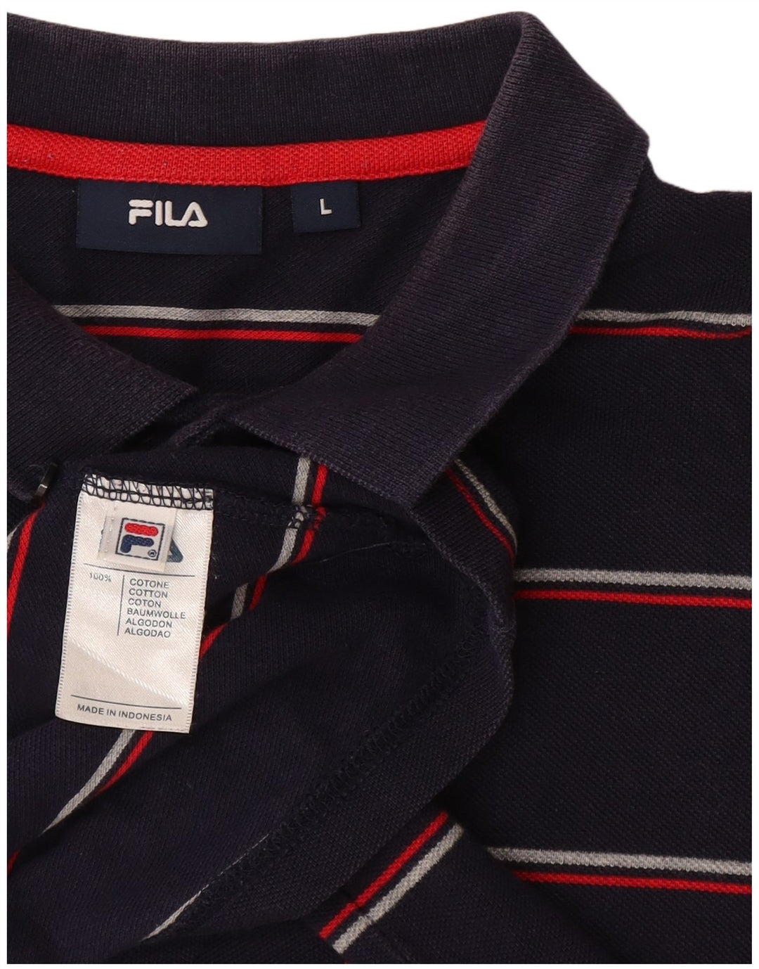 Camisa polo masculina Fila grande algodão listrado azul marinho