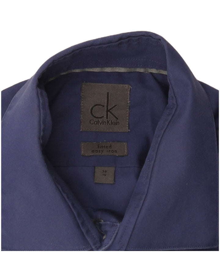 Camisa masculina Calvin Klein ajustada tamanho 38 15 azul médio