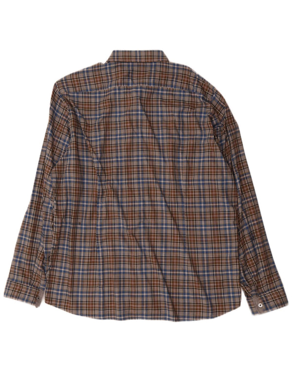 Camisa masculina Hugo Boss Regular Fit XL marrom xadrez algodão