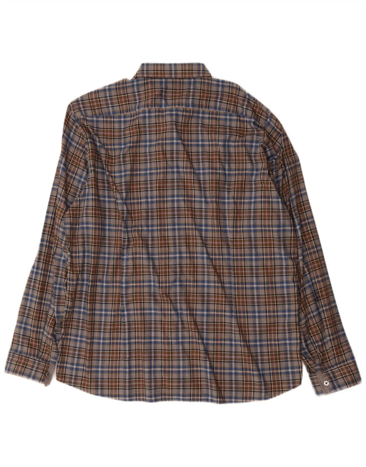 Camisa masculina Hugo Boss Regular Fit XL marrom xadrez algodão
