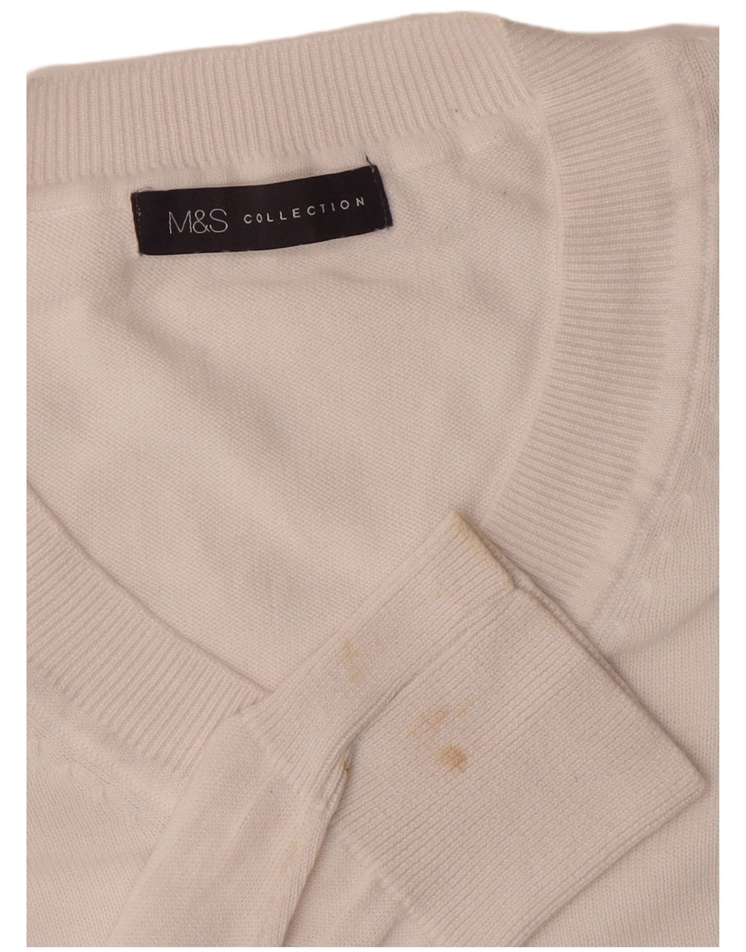 Suéter masculino Marks & Spencer com decote em V XL algodão branco