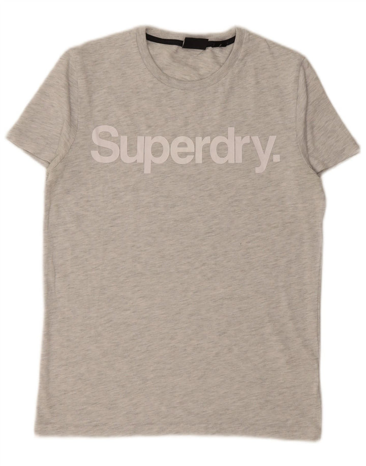 Camiseta masculina gráfica SUPERDRY Top algodão manchado cinza médio