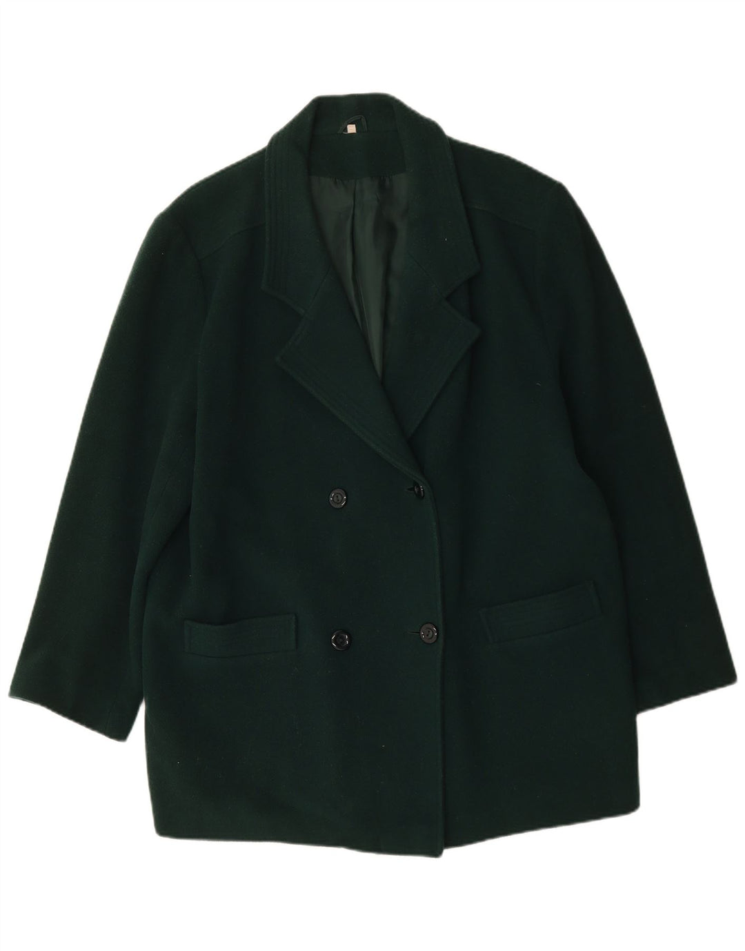 Casaco feminino vintage oversized duplo breasted Reino Unido 18 XL verde lã nova