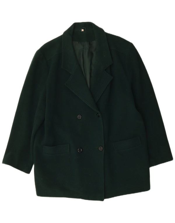 Casaco feminino vintage oversized duplo breasted Reino Unido 18 XL verde lã nova