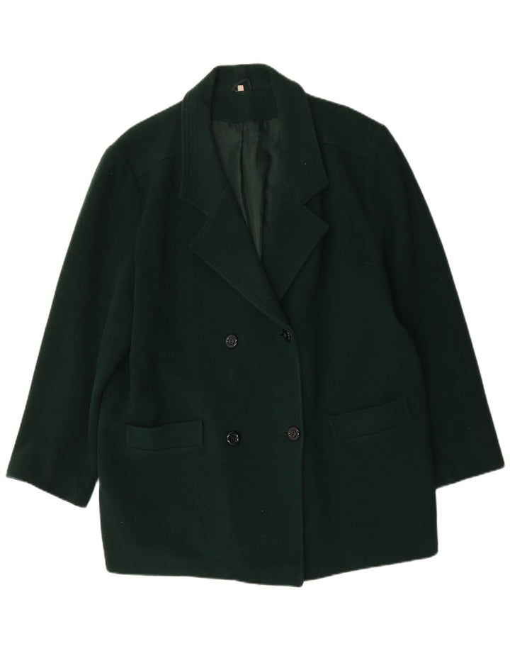 Casaco feminino vintage oversized duplo breasted Reino Unido 18 XL verde lã nova