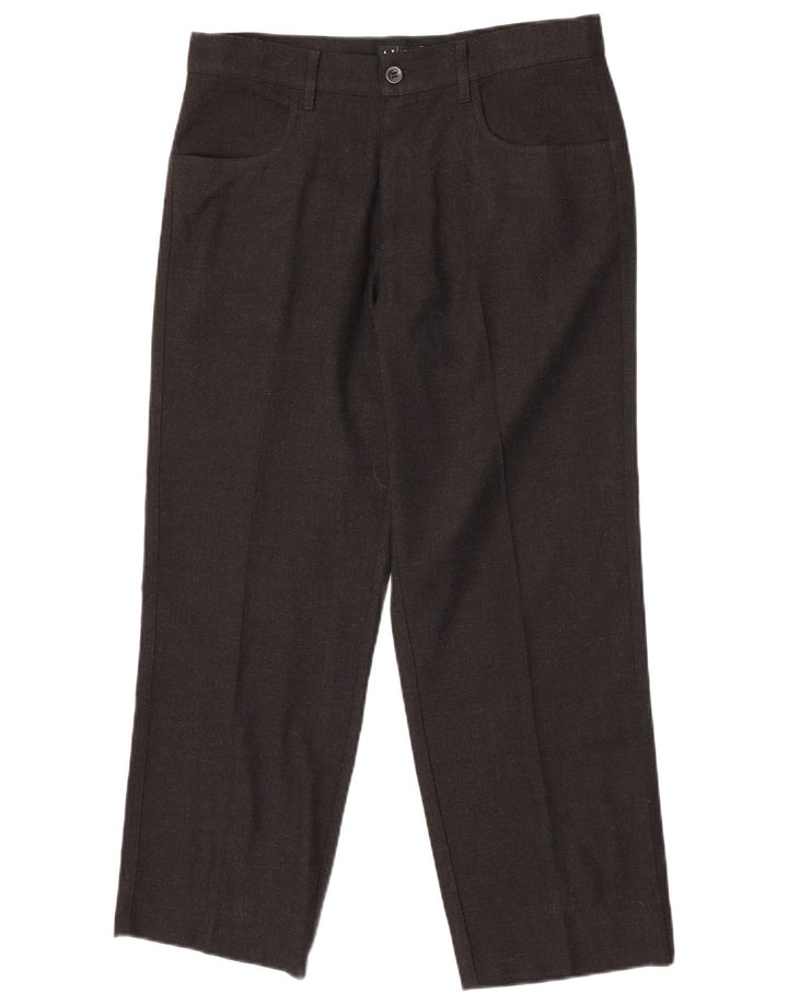 Calça masculina reta casual Armani IT 48 médio W32 L27 poliéster preto
