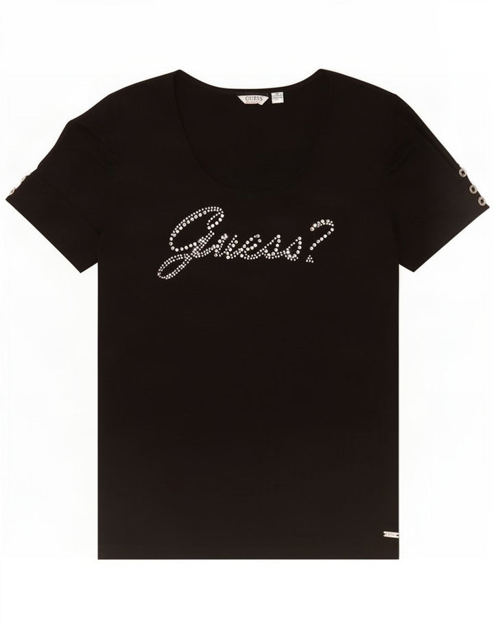 Camiseta feminina Guess com estampa gráfica UK 12 poliéster preto médio