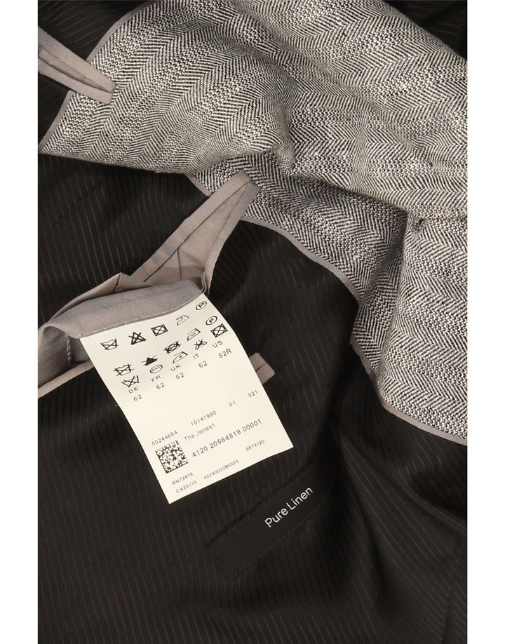 Jaqueta Blazer Masculina Hugo Boss com 2 Botões EU 62 6XL Linho Cinza