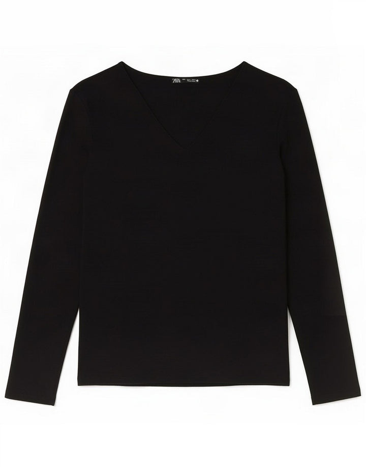 Zara Top feminino manga comprida Reino Unido 10 pequeno preto