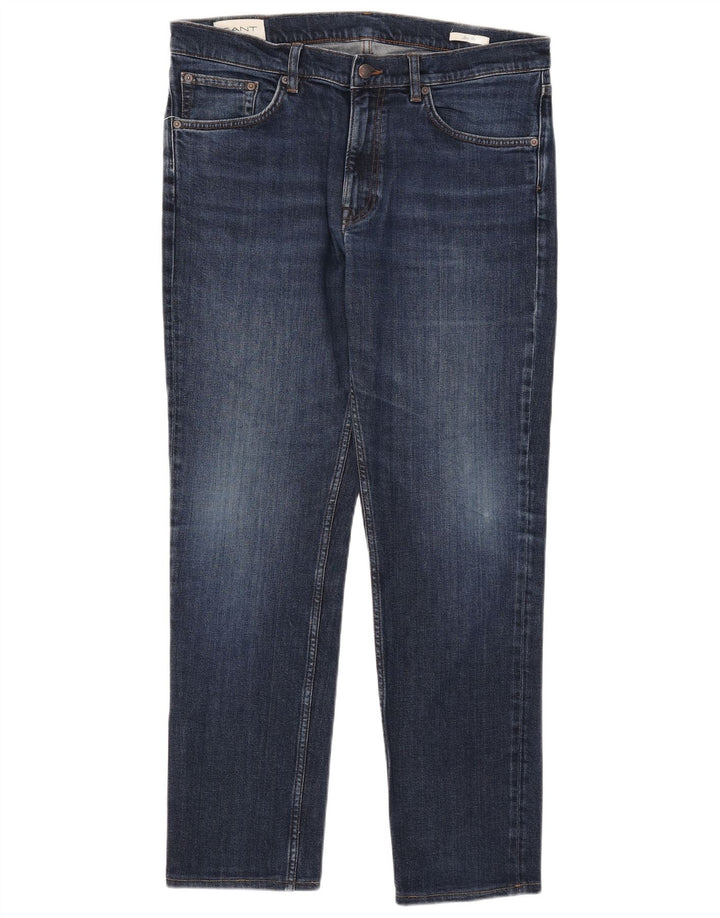 Gant Mens Slim Jeans W36 L30 Azul Algodão