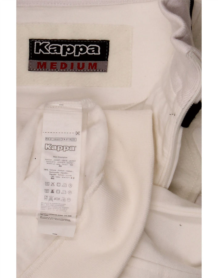 Kappa Womens Tracksuit Top Jacket UK 12 Médio Algodão Branco