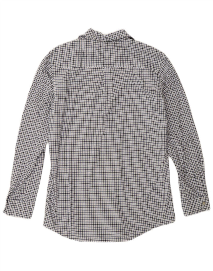 Camisa masculina Oxford Chaps pequena de algodão xadrez branco