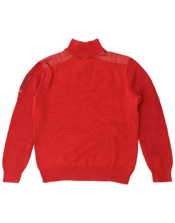 Suéter feminino Marina Militare com gola e zíper gráfico UK 18 XL algodão vermelho