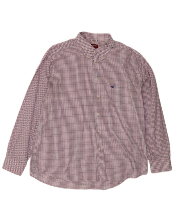 Camisa masculina Carrera Regular Fit 3XL algodão xadrez roxo