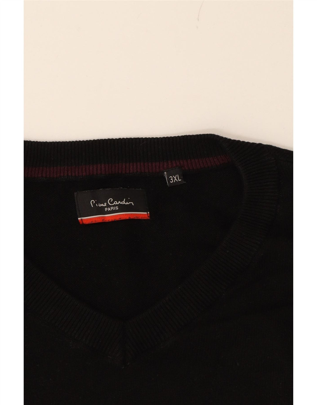 PIERRE CARDIN Mens Paris V-Neck Jumper Sweater 3XL Black Cotton Vintage Pierre Cardin and Second-Hand Pierre Cardin from Messina Hembry 
