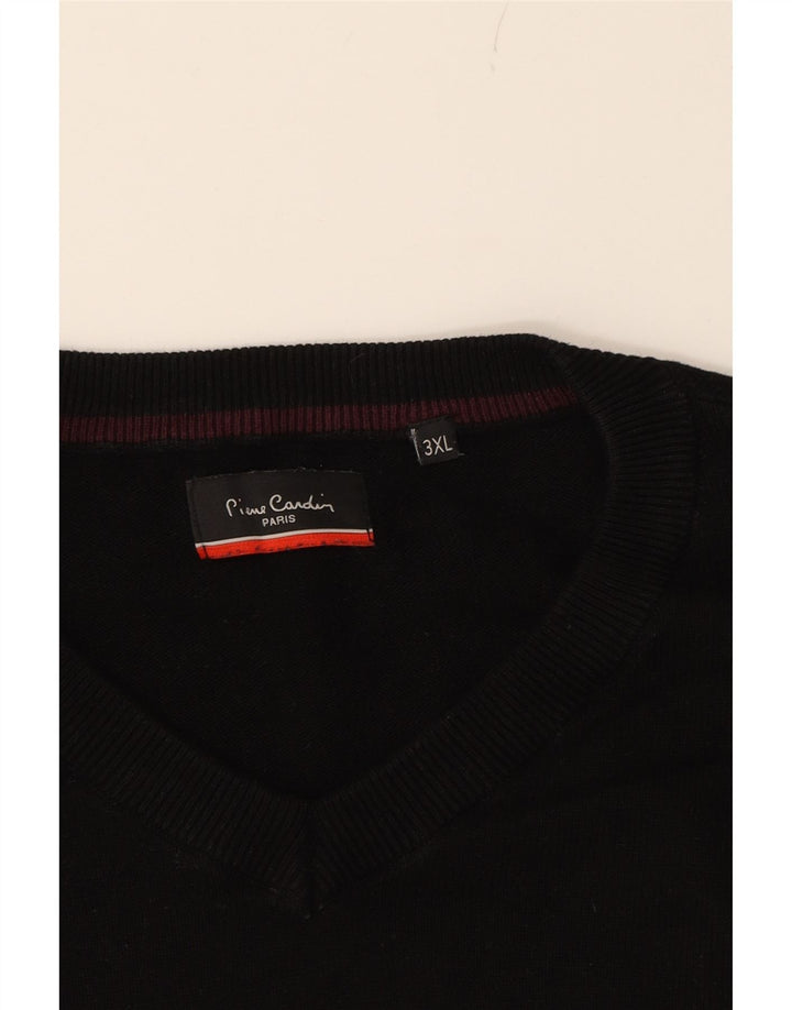PIERRE CARDIN Mens Paris V-Neck Jumper Sweater 3XL Black Cotton Vintage Pierre Cardin and Second-Hand Pierre Cardin from Messina Hembry 
