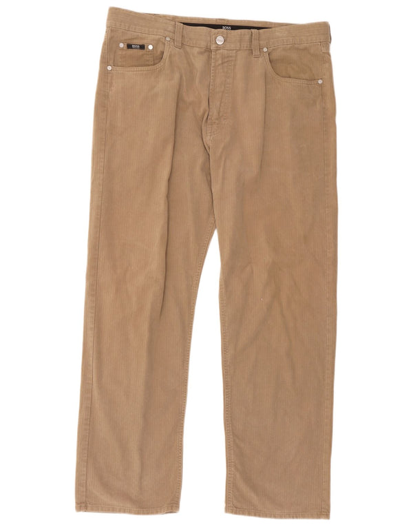 Calça casual reta masculina Hugo Boss W40 L32 algodão bege