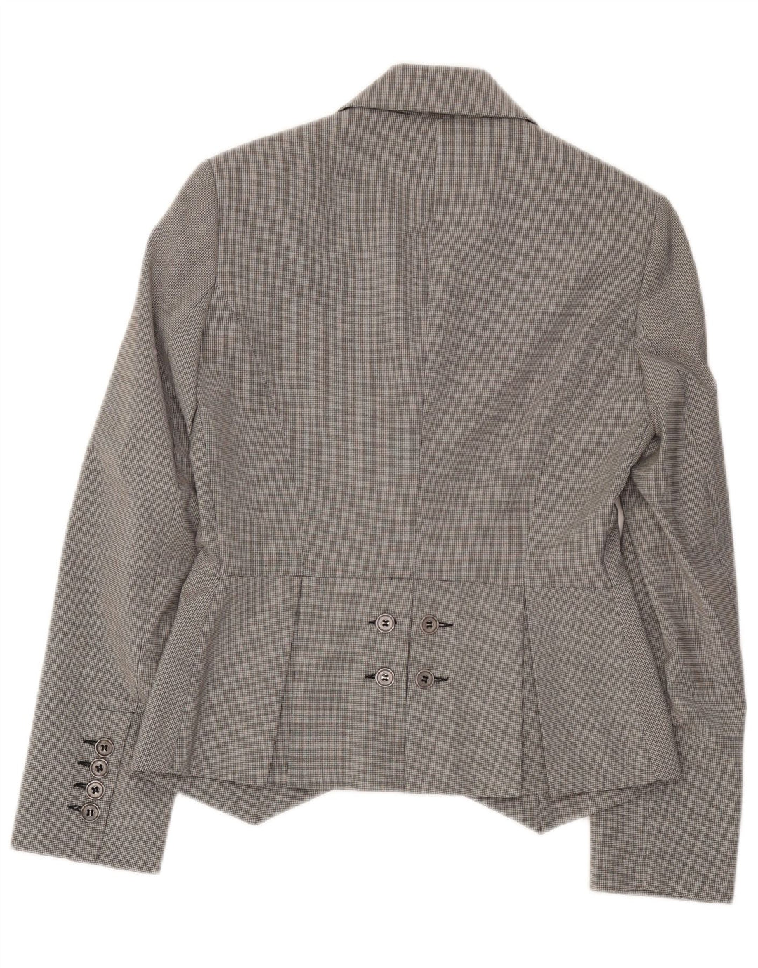 Jaqueta blazer feminina de 2 botões Germano Zama UK 12 xadrez cinza médio