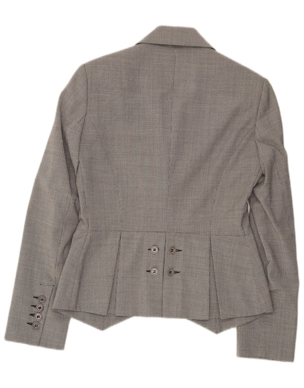Jaqueta blazer feminina de 2 botões Germano Zama UK 12 xadrez cinza médio