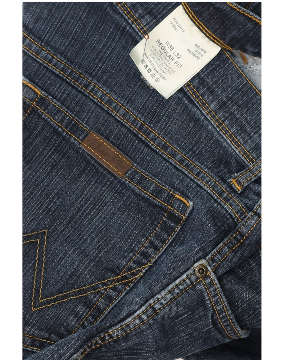 Wrangler masculino regular fit jeans reto W38 L32 algodão azul