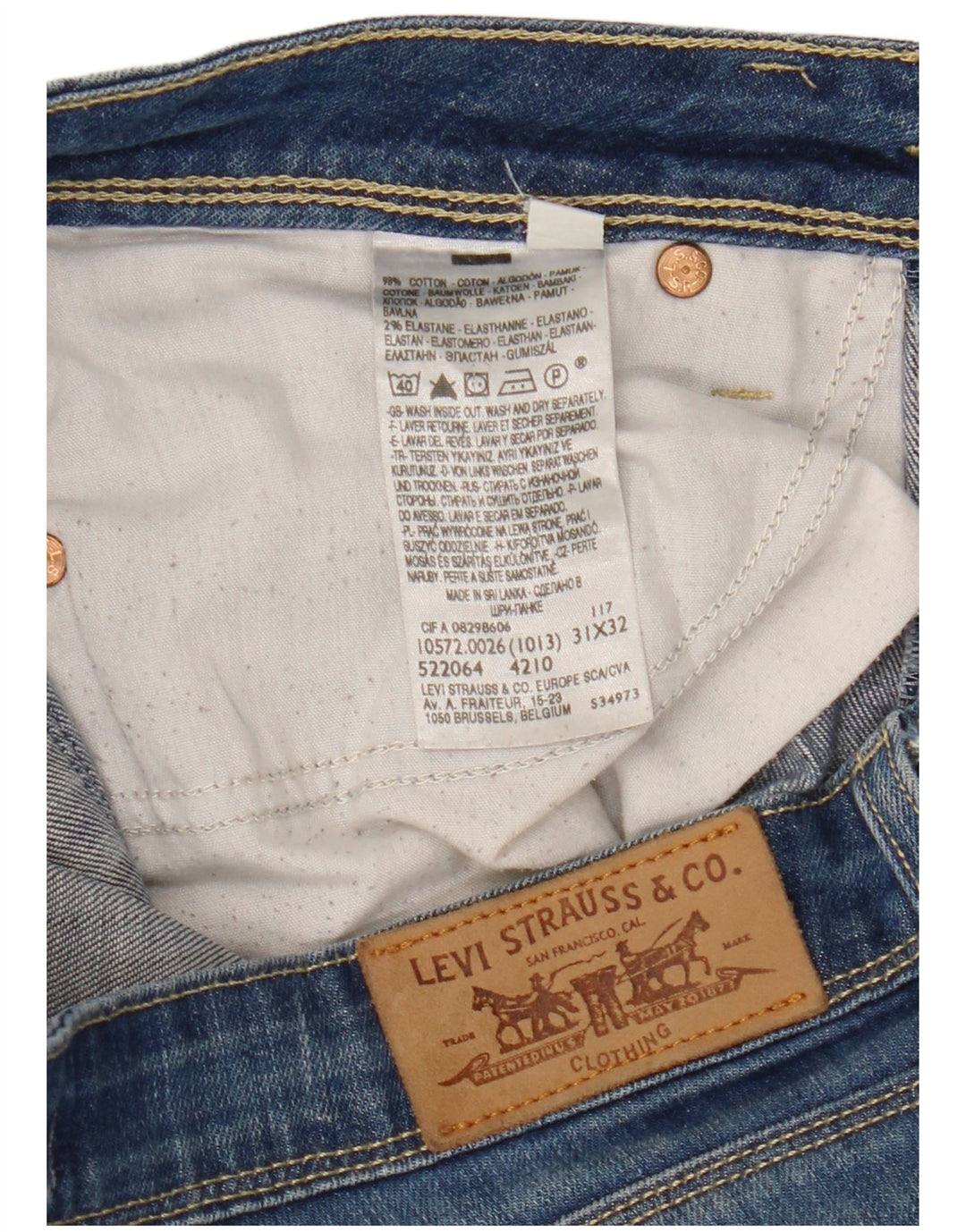 Calça jeans feminina LEVI'S 572 Bootcut W31 L32 azul algodão