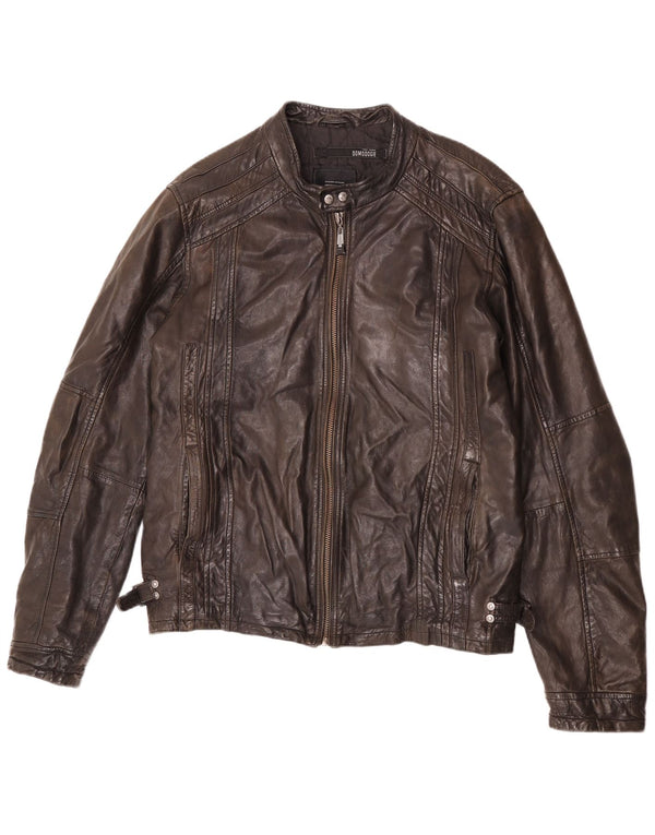 Jaqueta bomboogie masculina de couro Racer Reino Unido 42 XL couro marrom