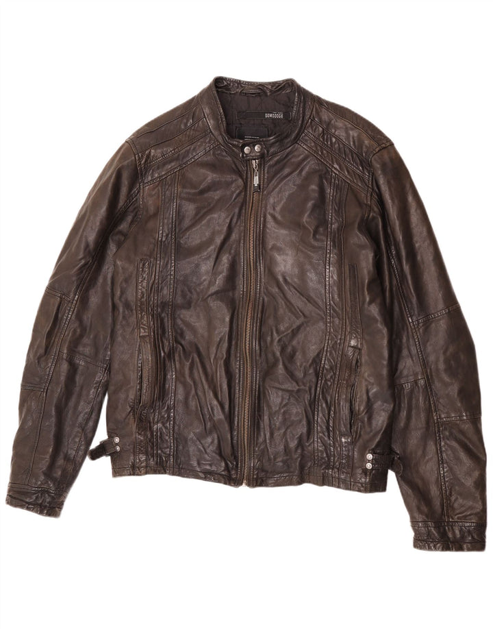 Jaqueta bomboogie masculina de couro Racer Reino Unido 42 XL couro marrom