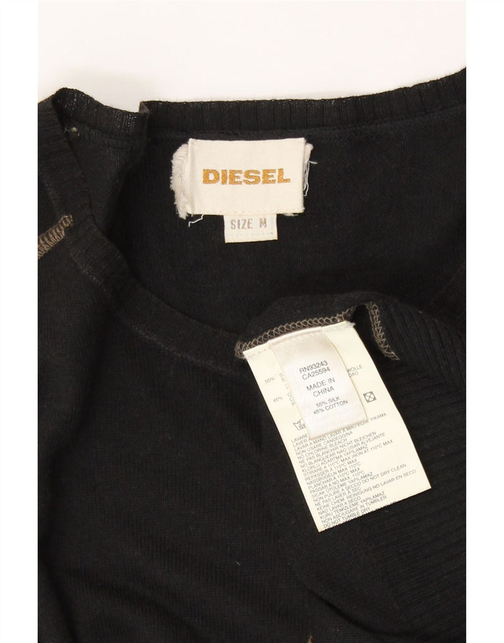 Suéter masculino Diesel com gola canoa e seda listrada preta média