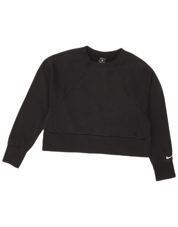 Moletom feminino Nike Dri Fit Graphic Oversized Jumper UK 10 Pequeno Preto