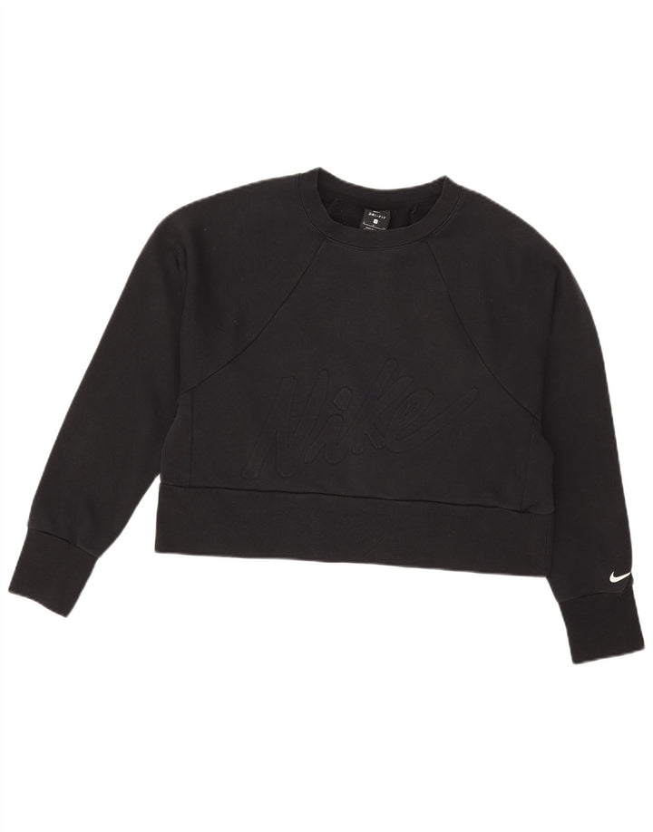 Moletom feminino Nike Dri Fit Graphic Oversized Jumper UK 10 Pequeno Preto