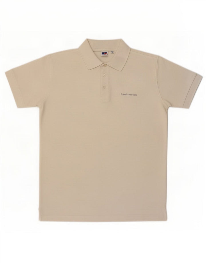 Camisa polo masculina Russell Athletic de algodão branco médio