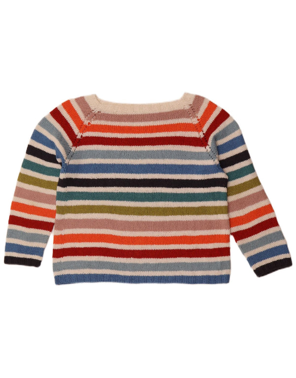 Suéter feminino vintage com gola canoa UK 14 listrado médio multicolorido