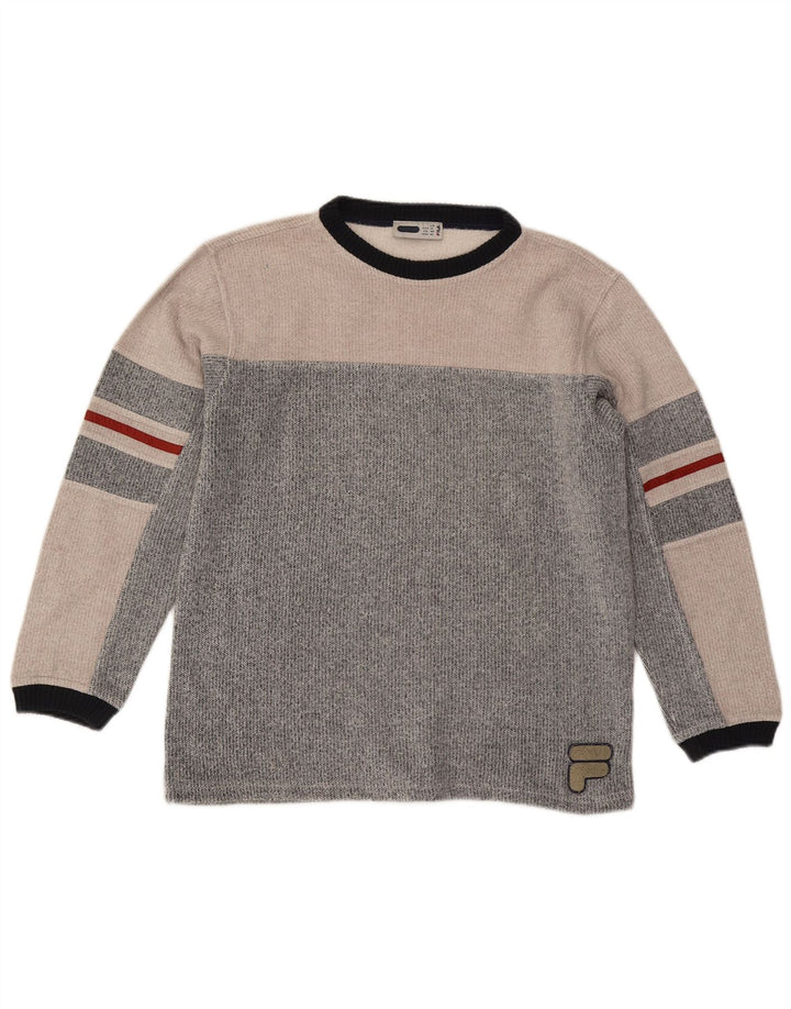 Moletom Fila Boys Jumper 13-14 Anos Grande Bloco de Cores Cinza