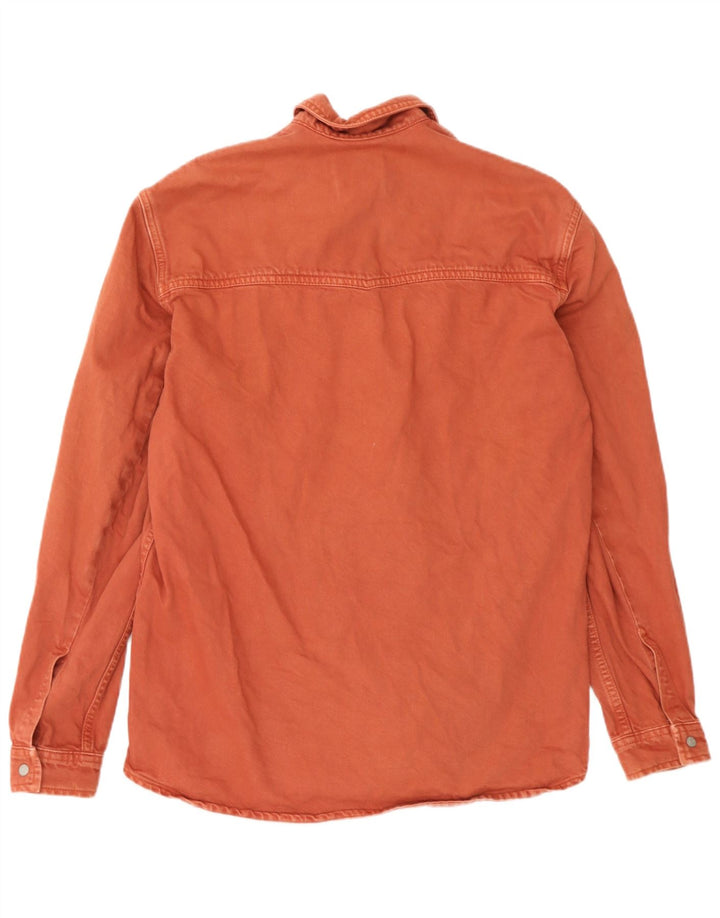 Camisa jeans masculina Jack & Jones pequena de algodão marrom