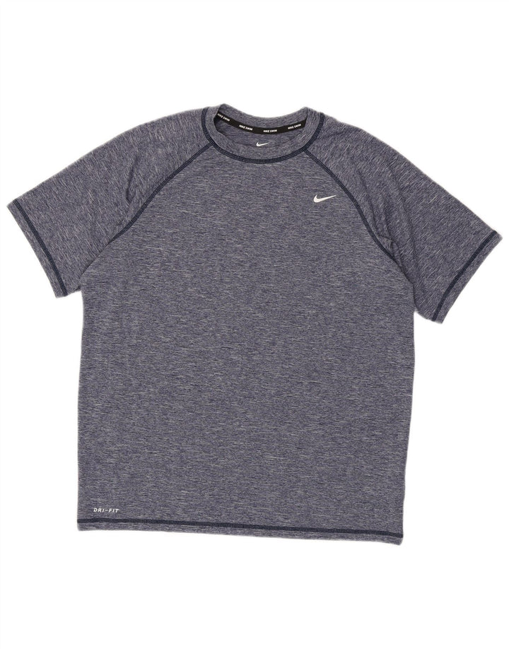 Camiseta masculina Nike Dri Fit Top grande poliéster manchado azul marinho