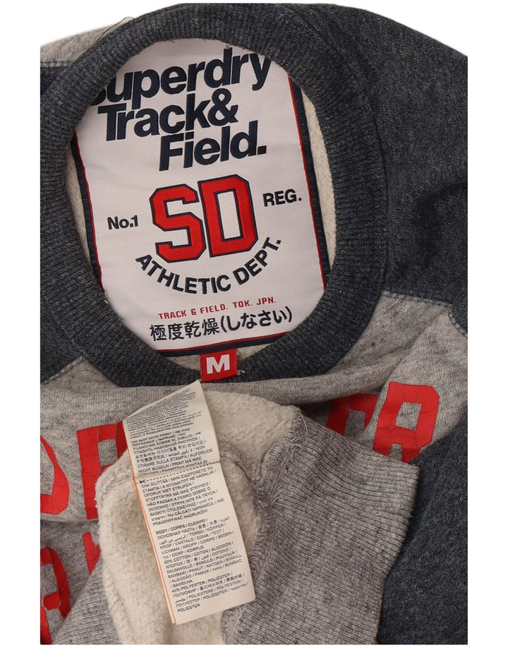 Superdry moletom gráfico masculino jumper médio cinza colorblock algodão