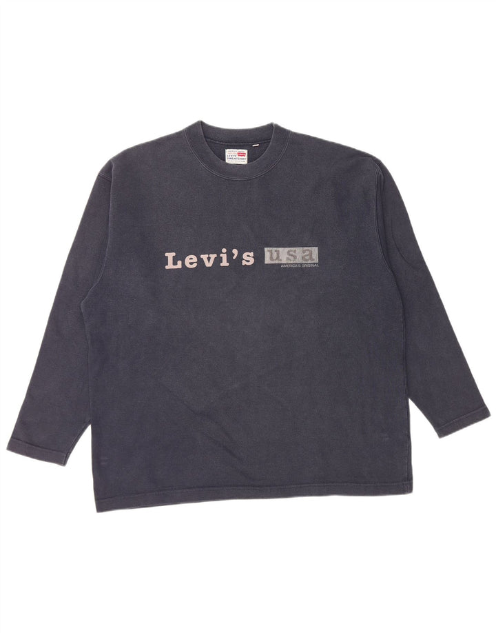 LEVI'S moletom gráfico masculino jumper grande algodão azul marinho
