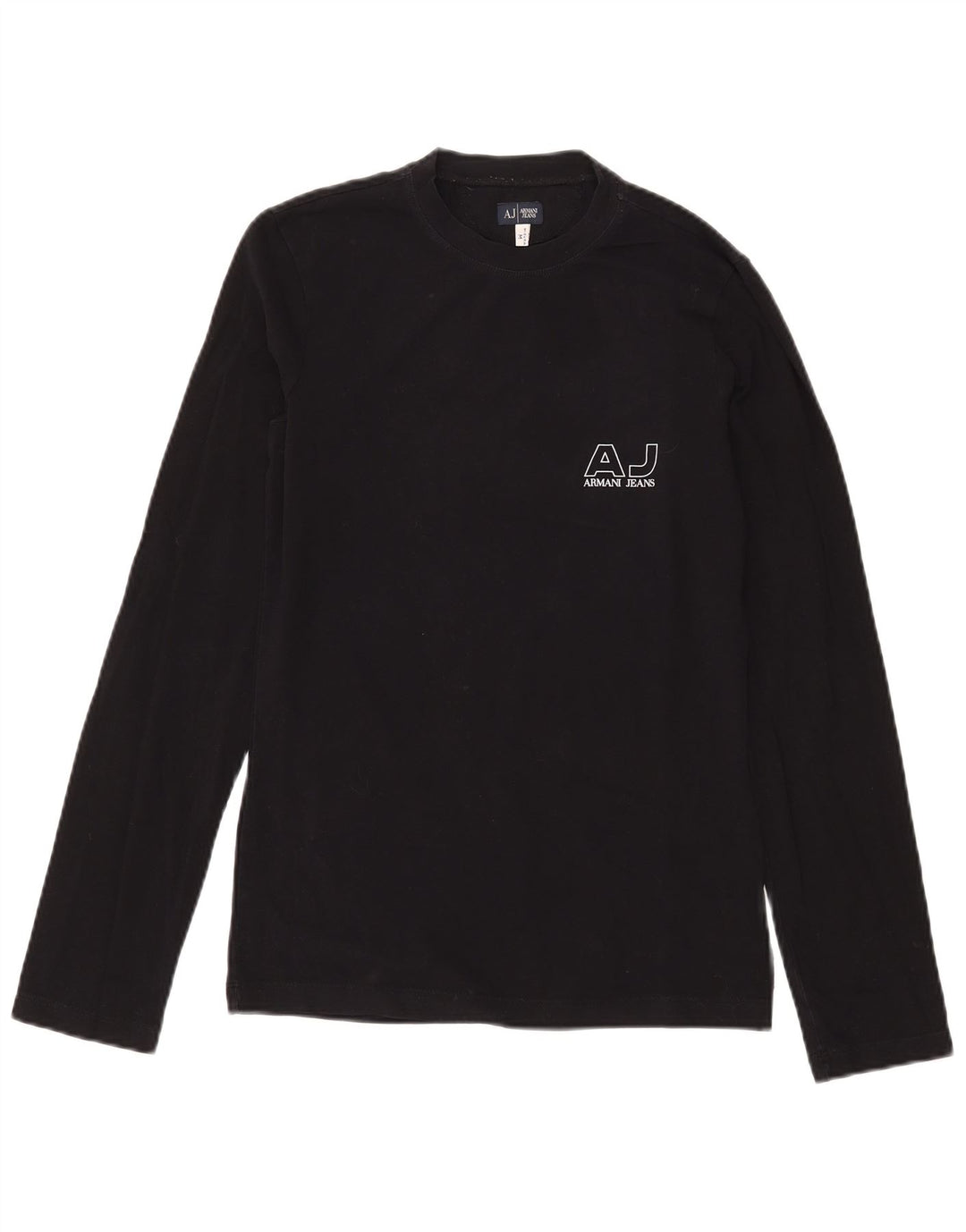 Armani Jeans Mens Gráfico Top Manga Longa Médio Algodão Preto