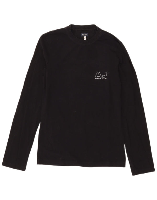 Armani Jeans Mens Gráfico Top Manga Longa Médio Algodão Preto