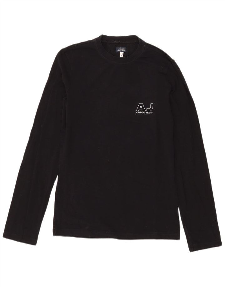 Armani Jeans Mens Gráfico Top Manga Longa Médio Algodão Preto