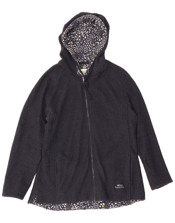 Suéter feminino com capuz e zíper Weird Fish UK 18 XL azul marinho algodão floral