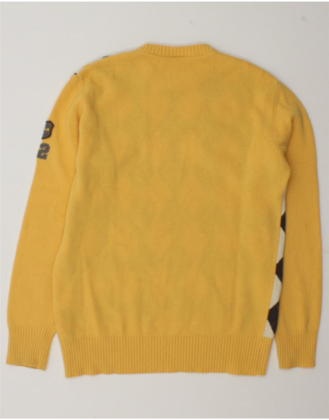 Suéter masculino Tom Tailor com gola redonda, grande amarelo argyle/lã diamante