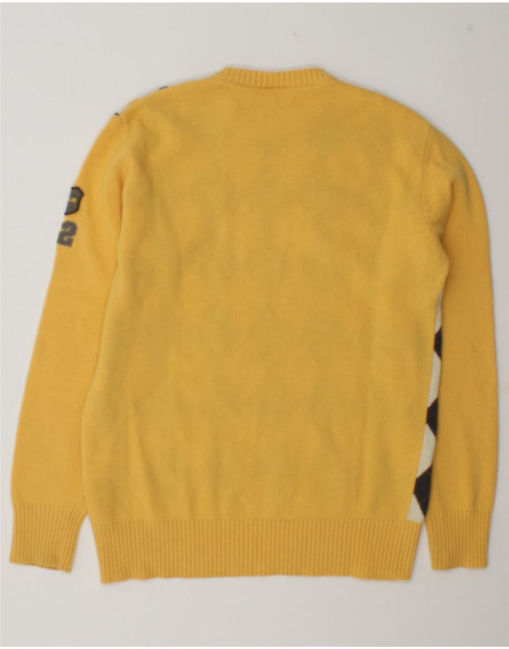 Suéter masculino Tom Tailor com gola redonda, grande amarelo argyle/lã diamante