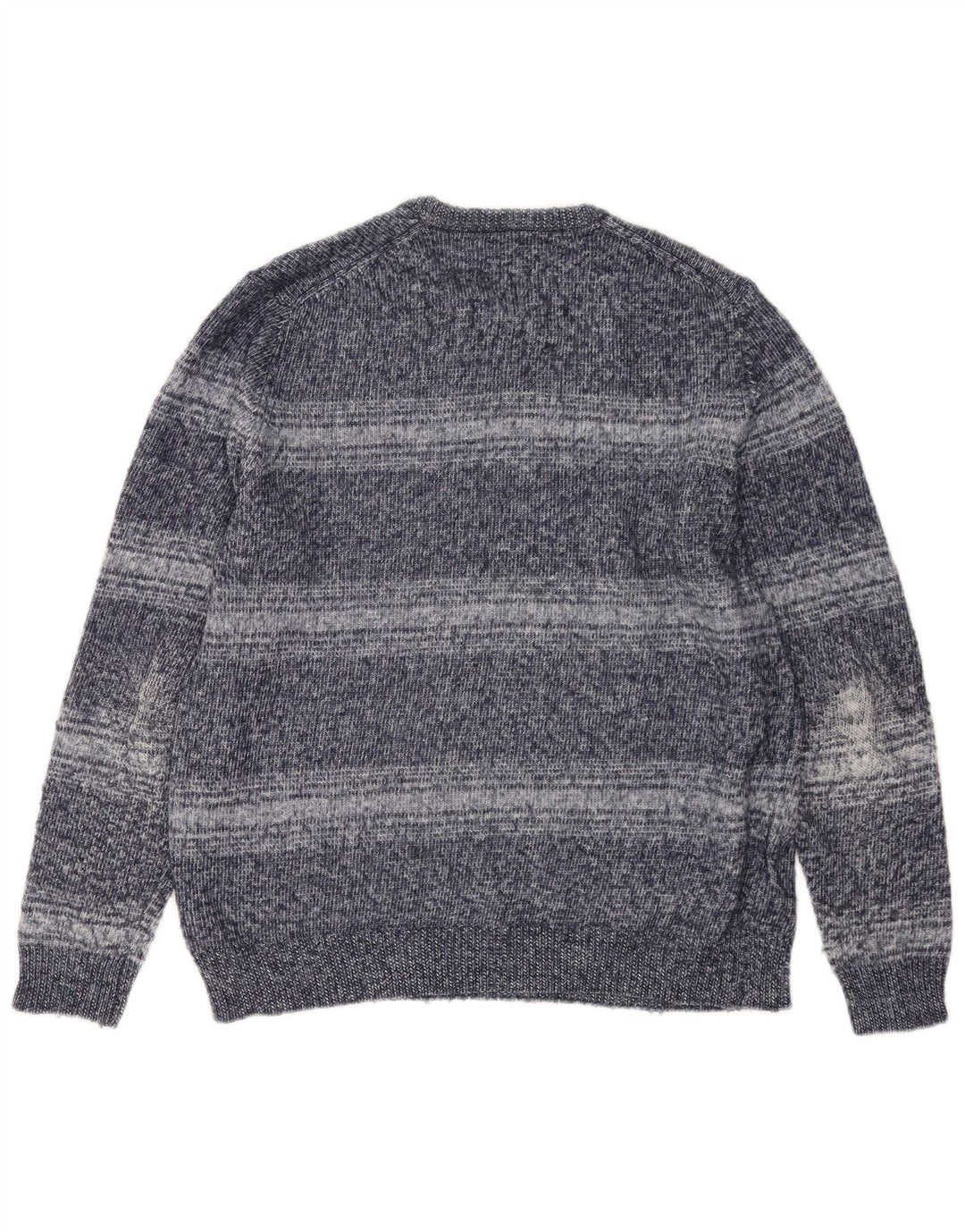Suéter masculino Marks & Spencer com gola redonda, grande poliéster listrado azul