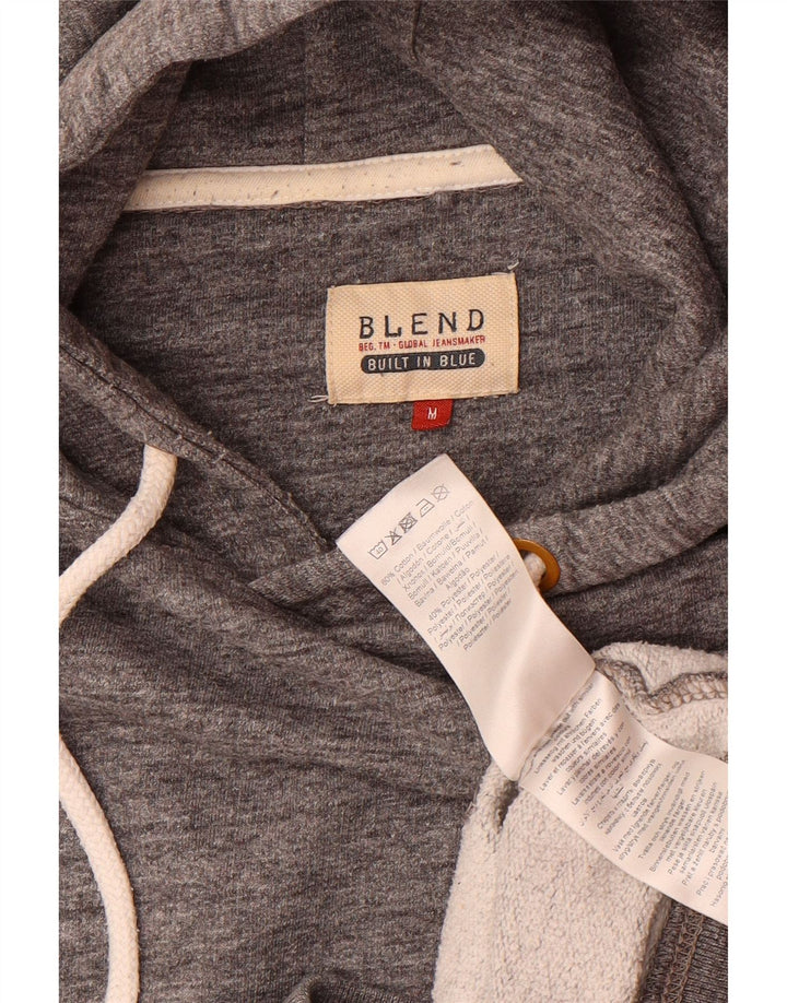 BLEND Suéter masculino com capuz e algodão manchado cinza médio