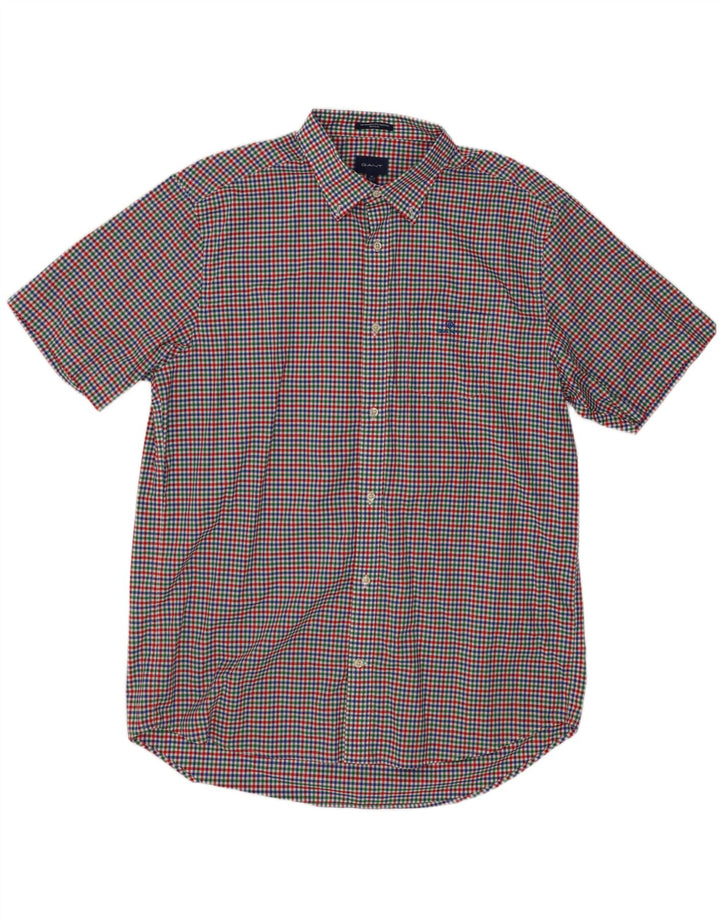 Camisa masculina de manga curta Gant tamanho 17 1/2 XL guingão multicolorido