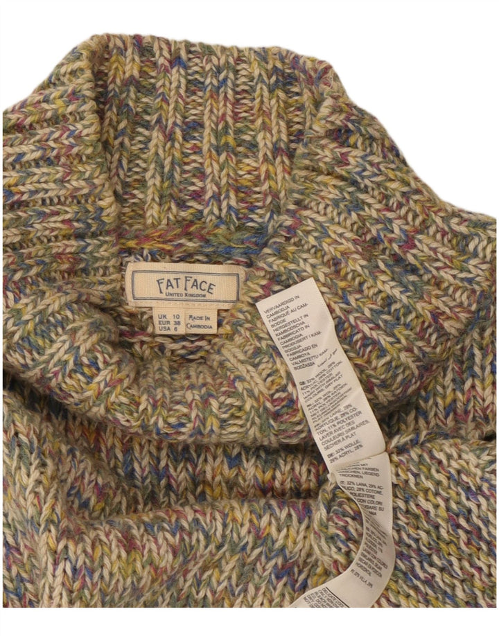 Suéter feminino Fat Face com gola tartaruga Reino Unido 10 pequeno multicolorido
