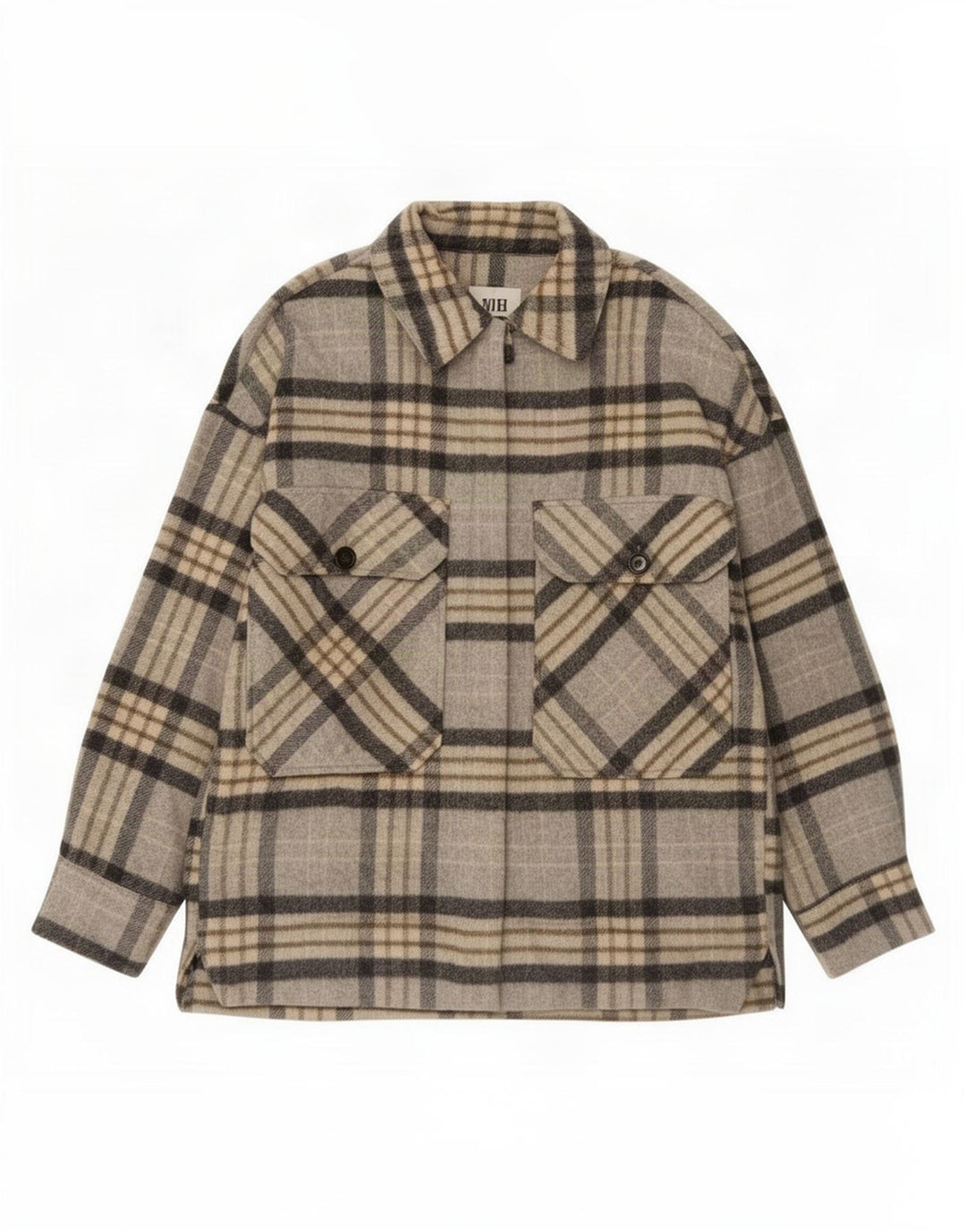 Zara Womens Shacket Jacket UK 14 Médio Cinza Xadrez