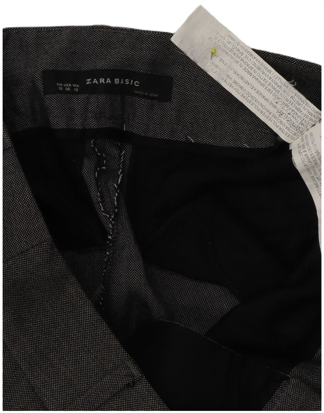 Zara Calça feminina de terno reto EU 38 Pequeno W28 L31 Poliéster cinza