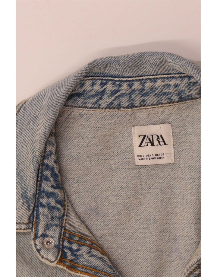 Jaqueta jeans masculina oversized Zara Reino Unido 36 algodão azul pequeno